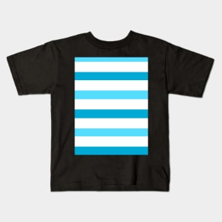 Dark white light blue stripes pattern Kids T-Shirt